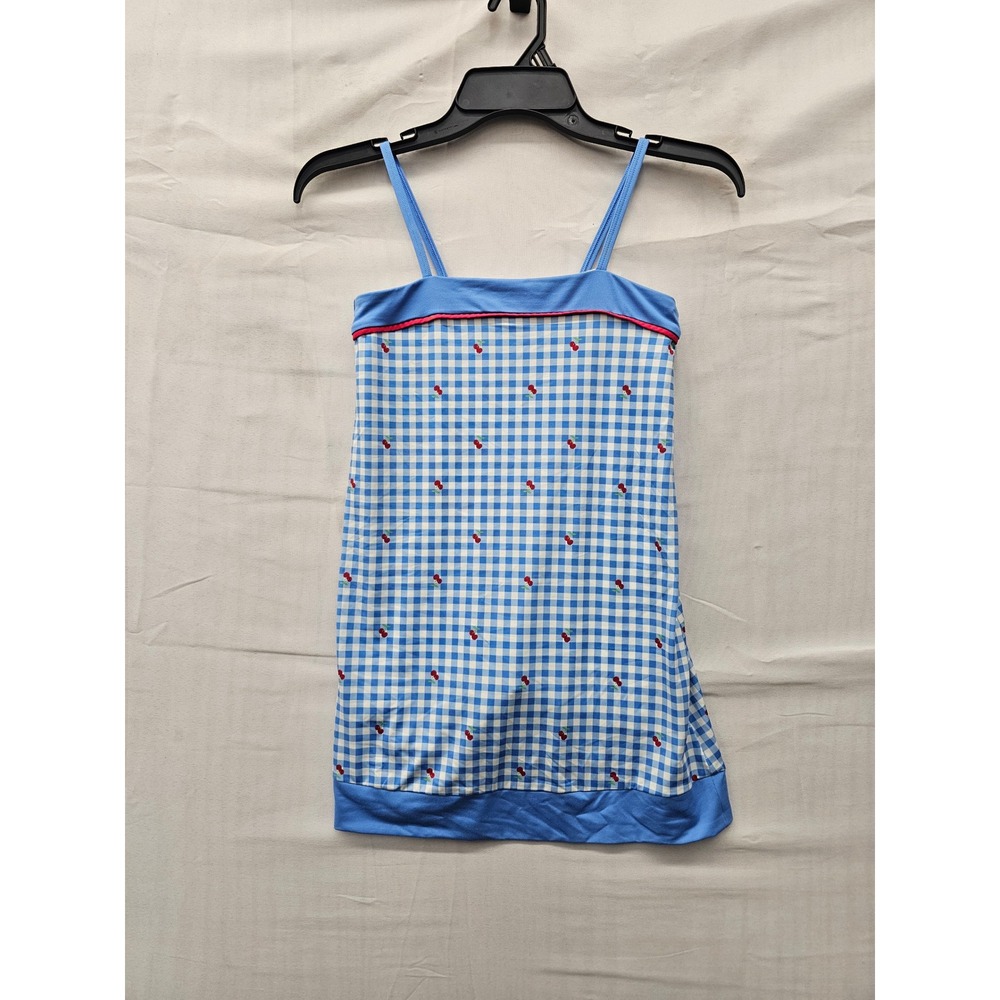 All in Motion Girls Cherry Gingham Athletic Dress Blue Polyester Size Medium